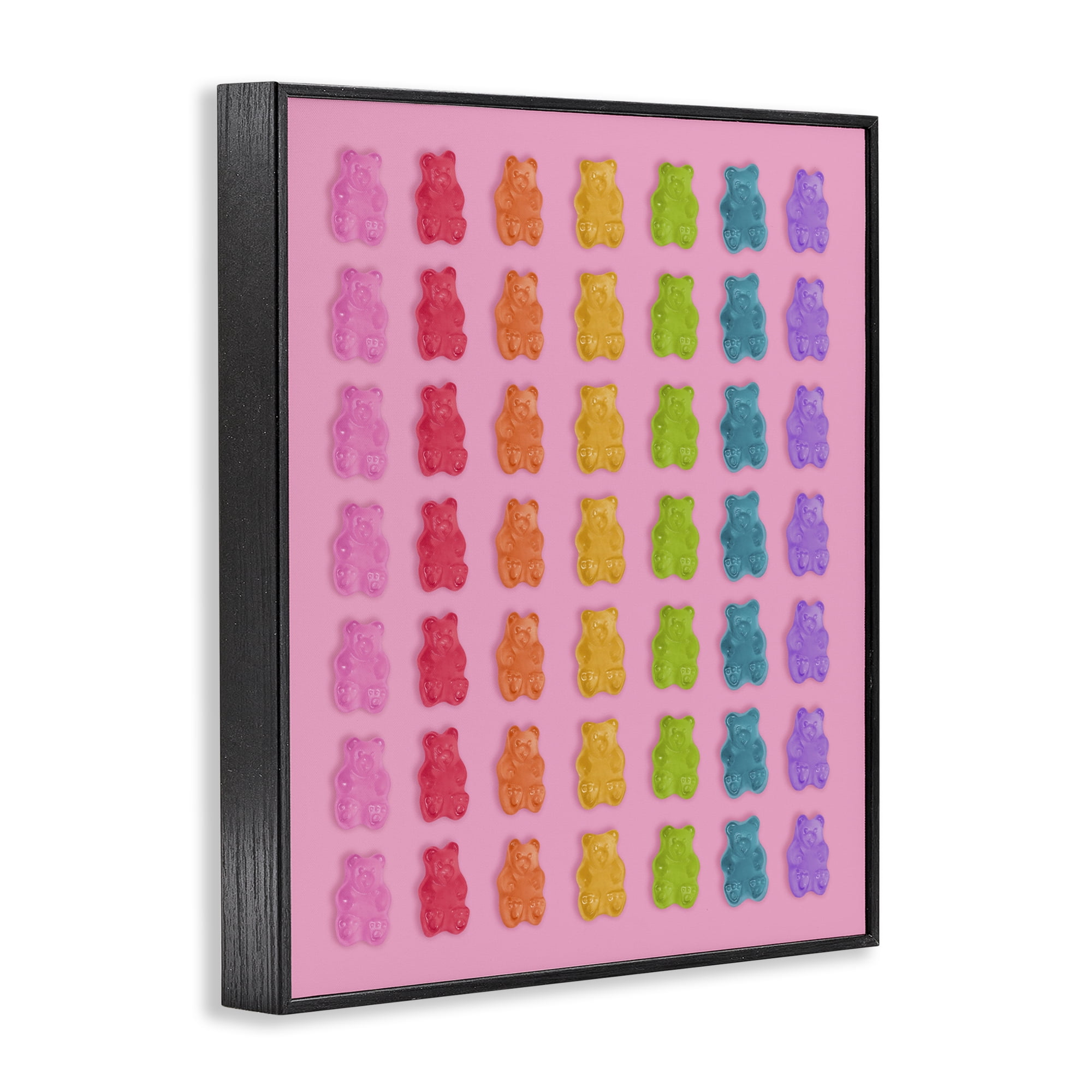 Stupell Industries Rainbow Bears in Stripes Black Framed Giclee Art, design by LISH Creative