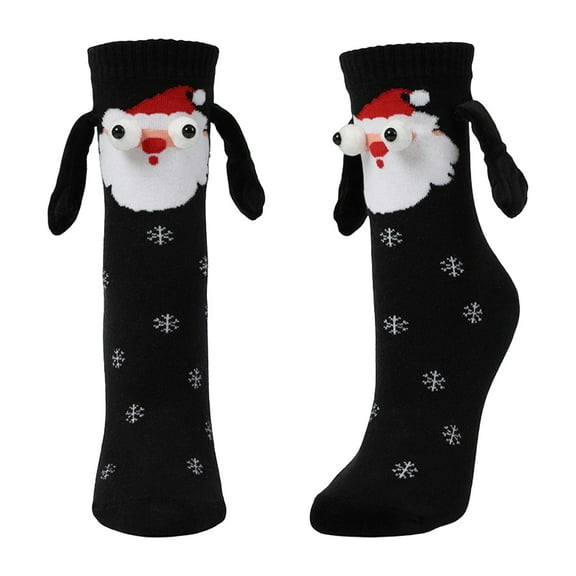 TEAJOPSUU Unisex Magnetic Hands Holding Socks Cute Couple Matching Knee-High Socks Christmas Novelty Gifts for Birthday Anniversaries Men Women Couples Friends C-Black