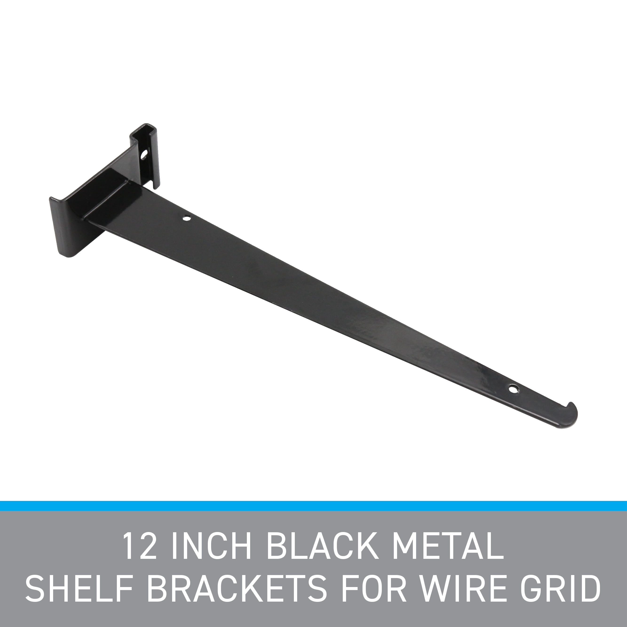 SSWBasics Grid Wall Accessory - 12 inch Black Metal Shelf Brackets for Wire Grid - Pack of 10 - Durable Gridwall Accessories - Grid Wall Shelf Brackets for Retail  Boutique  Thrift  Home Organization