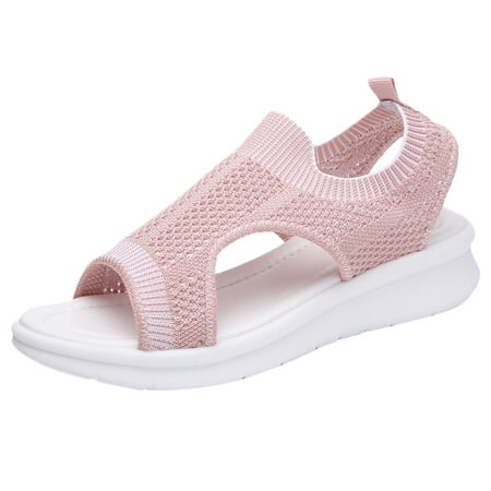 

LIANGP Women s Heel Shoes Women Open Toe Breathable Comfort Hollow Out Casual Wedges Mesh Shoes Sandals Ladies Shoes Pink Size 8