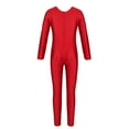 thumbnail image 4 of Aiihoo Girls Gymnastics Leotard Ballet Dance One Piece Jumpsuit Full Length Bodysuit Long Sleeve Zentai Suit Red 3-4, 4 of 6