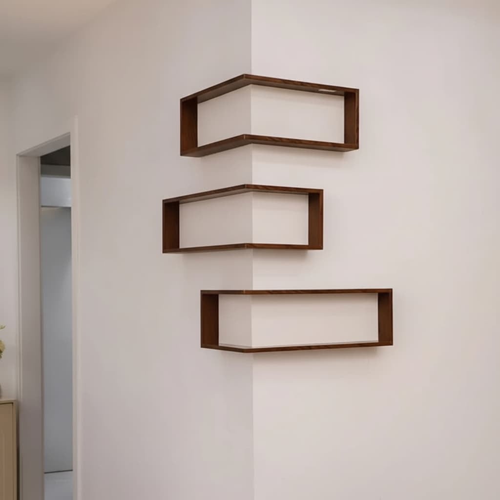 Corner Shelf, Floating Corner Shelves, Wall-Mounted Storage Unit, Modern Two-Tier Shelving, Home Organization Solution for Living Room and Bedroom