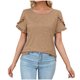thumbnail image 1 of Blusas de Algodón para las Mujeres Impresas Cuello Redondo 3/4 Manga Casual Camiseta, Ligero Top de Algodón de Imitación para el Hogar, Diario Y Cuatro Estaciones de Uso, 1 of 4