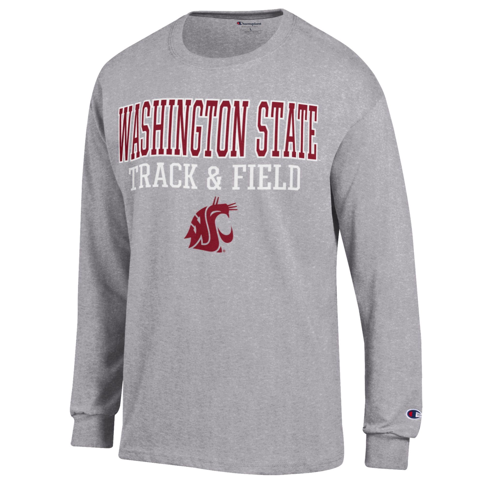 Men's Champion  Gray Washington State Cougars Track & Field Stack Long Sleeve T-Shirt