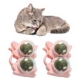 thumbnail image 1 of Bolas de hierba gatera para gatos, juguete de pared, paquete de 2, bola doble de hierba gatera para gatos, juguete masticable, juguetes giratorios para gatos de interior para limpiar los, 1 of 5