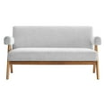 thumbnail image 5 of Loveseat Sofa Couch, Light Grey Gray, Fabric, Wood, Living Kitchen Cafe Bistro Hospitality Restaurant, Modern Contemporary HB36206, 5 of 9