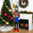 thumbnail image 3 of Northlight Regal Commercial Christmas Nutcracker Soldier with Scepter - 6.5' - Red and Blue, 3 of 7