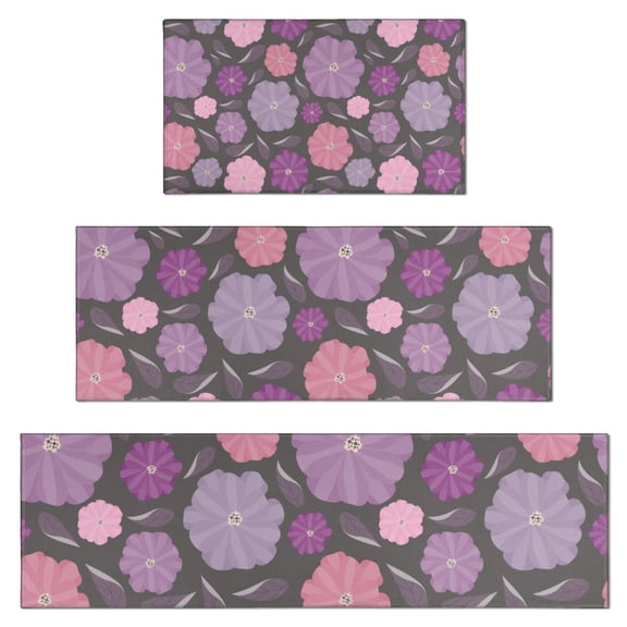 Pioneer Flower Floral Print Pattern Kitchen Rugs Sets Of 3,Kitchen Runner Rugs Non Skid Washable,Decorative Kitchen Floor Mats for Kitchen,Sink,Laundry,17"x30" 17"x47" 17"x59"