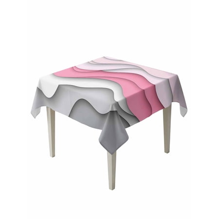 Pink Gray Waves Table Cloth 60x60 Inch Square Abstract Water Ripple Modern Gradient Waterproof Tablecloth Washable Table Cover for Party Picnic Dinner Decor