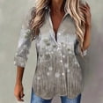 thumbnail image 2 of Moda mujer estampado Casual manga larga Turndown Collar botón camisa Tops Fridja  bvmnju7639, 2 of 8