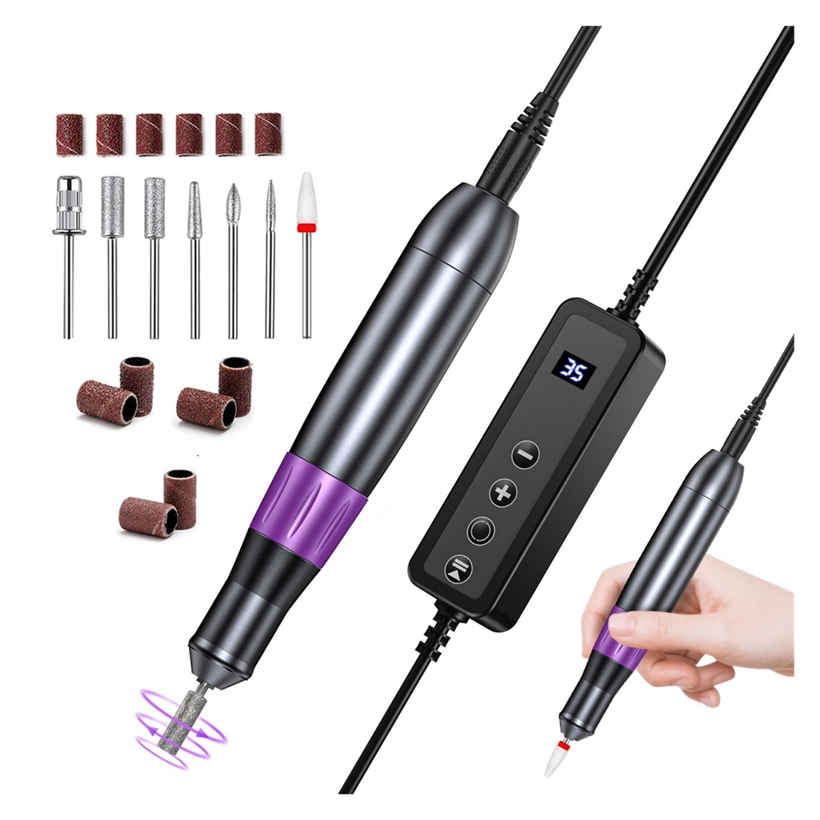Beaulush 35000RPM Electric Nail Drill, Professional Manicure Machine, Nail Sander, Milling Cutter Set, Salon Tool For Gel Removing ,Low Noise