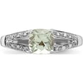 thumbnail image 6 of Sterling Silver Rhodium Cushion-Cut Green Quartz & Diamond Ring (Size 8) Made In Thailand qr2793-8, 6 of 6