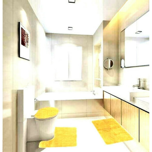 3p 6 Yellow Solid Bathroom Rug Set 1 Bath Mat 19 X 30 Contour Lid Cover Anti Slip Rubber Backing Machine Washable For Standard Size Only Com - Bathroom Rug Sets With Rubber Backing 3p 6 Yellow Solid Bathroom Rug Set 1 Bath Mat 19 X 30 Contour Lid Cover Anti Slip Rubber Backing Machine Washable For Standard Size Only Com - Bathroom Rug Sets With Rubber Backing