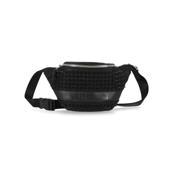Harley-Davidson Women's Cone Studded Croco PU Belt Bag, Matte Black, Harley Davidson