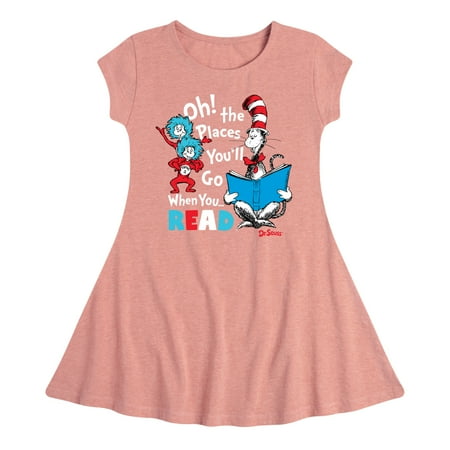 

Dr. Seuss - Oh Places Youll Go When You Read - Toddler And Youth Girls Fit And Flare Dress