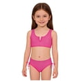 thumbnail image 5 of Big Girls Two Piece Bathing Suit V Neck Crop Top High Waist Bottom with Side Tie Swim Set for Pool 7-16Y, 5 of 5