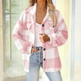 thumbnail image 3 of Stamzod Fall Winter Jackets for Women Fashion Plaid Printed Thicked Warm Fleece Jacket Women Casual Button Down Coats Outerwear with Pocket Pink L, 3 of 6