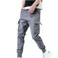 thumbnail image 3 of Jinhomg Slim Fit Cargo Pants for Men Big and Tall Comfy Elastic Drawstring Waist Outdoor Pants Casual Comfy Solid Cinch Bottom Trousers with Pockets Gray XXXXXL, 3 of 5
