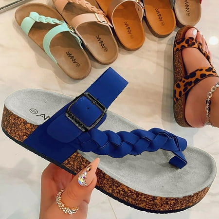 

Egmy Cork Flip Flops Women Summer Sandals Couple Beach Shoes Sandals