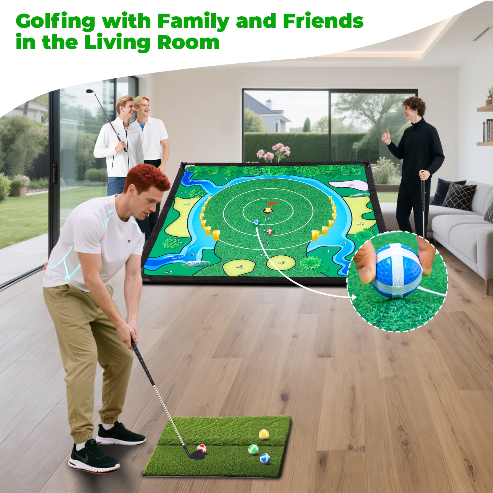 Golf Chipping Game, Golf Game, Balls x 40,The Original Portable Golf Game for Chipping Practice for Family Golfers (Free Adjustable Club x1)
