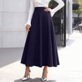thumbnail image 2 of Wdgfv Women's Vintage High Waist Wool Blend Plaid A-Line Long Maxi Skirt with Pocket, 2 of 5
