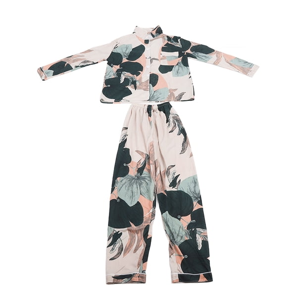 Conjunto De Pijama Con Estampado Floral Para Mujer, Ropa De Dormir De Manga Larga Con Botones Y Bolsillo En El Pecho, Cómodo Y Transpirable