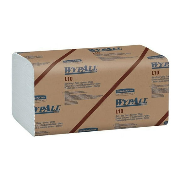 WypAll L10 SANI-PREP Dairy Towels, Banded, 1-Ply, 10 1/2 x 9 3/10, 200/Pk, 12 Pk/Carton -KCC01770