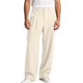 thumbnail image 2 of QSXADF Men's Loose Wide Leg Pants Drawstring Sweatpants Draped Wide Leg Long Pants Solid Pleated Daily Commute Office Wear Men's Casual Trousers, 2 of 6