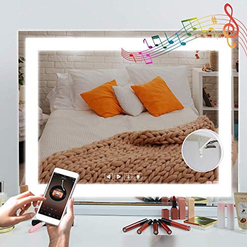Fenchilin Large Vanity Mirror With Lights Bluetooth Usb Charging Port 3color Lighting Model Hollywood Style Makeup Led Light Strip For Dressing Table 23 X18 Com Fenchilin Large Vanity Mirror With, Fenchilin Large Vanity Mirror Bluetooth