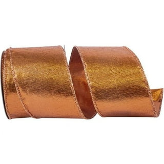 Copper Gold Edge Velvet Ribbon - 11 Yard Roll, Bronze Gold Edge