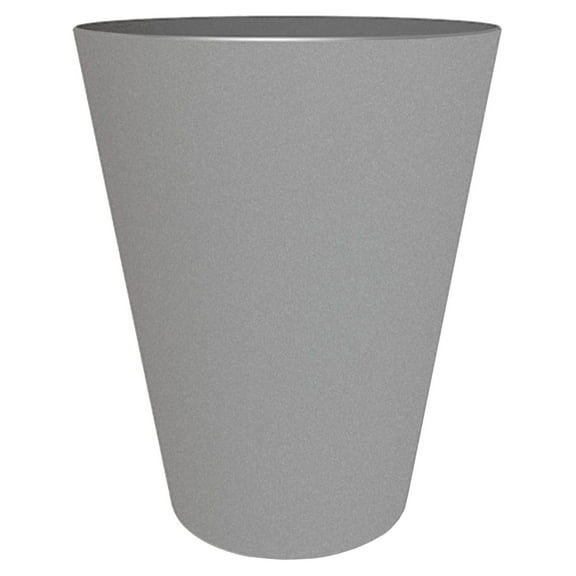 Tall Finley Tapered Round Planter: 14" - Cement - Matte Textured Finish, 100% Recycled Plastic Pot, for Indoor and Outdoor Use, Gardening, 4 Gallon Capacity
