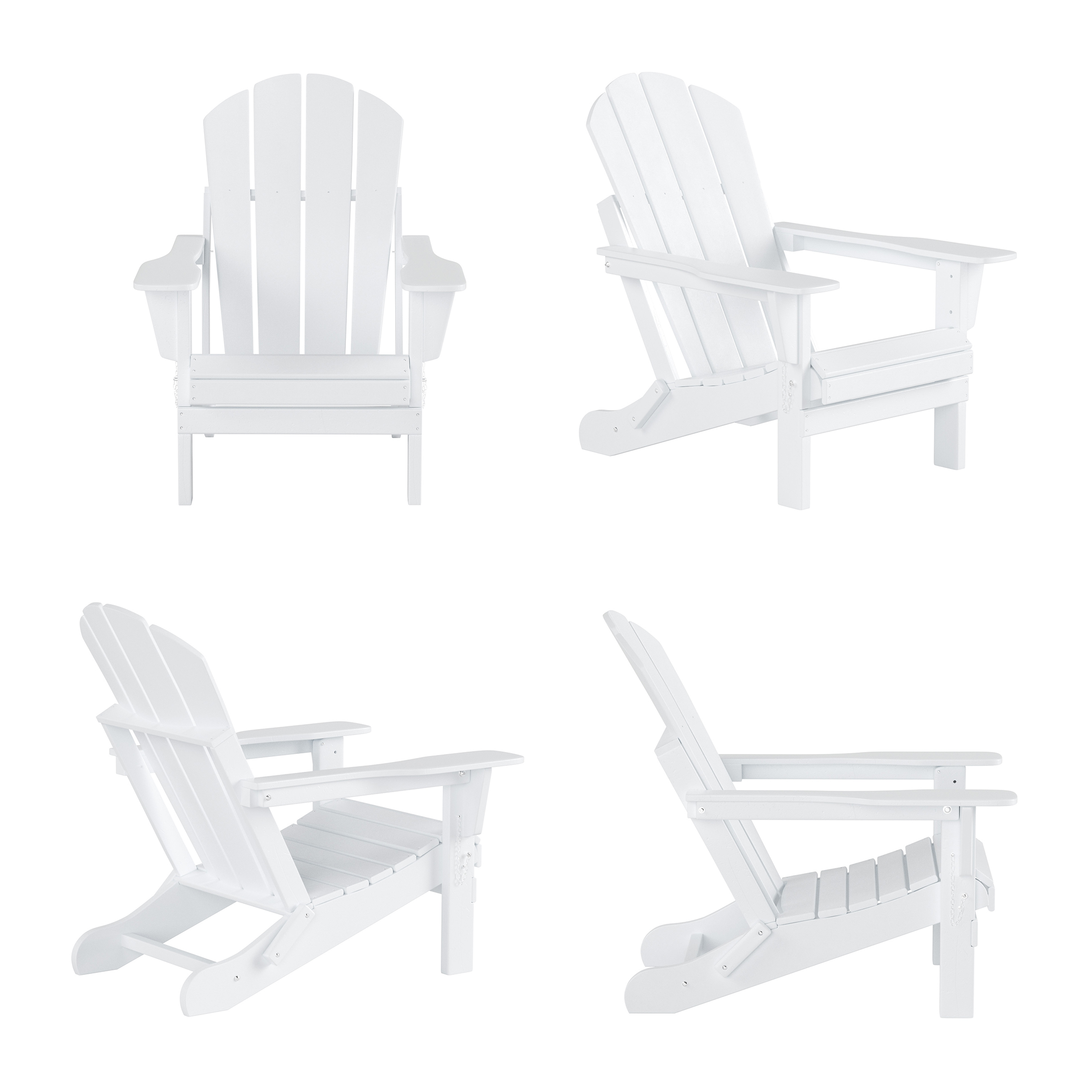 WestinTrends Malibu Outdoor Lounge Chair, 2-Pieces Adirondack Chair Set with Ottoman, All Weather Poly Lumber Patio Lawn Folding Chairs for Outside Pool Garden Backyard Beach, White - image 4 of 6
