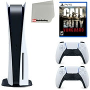 Sony Playstation 5 Disc Version (Sony PS5 Disc) with White Extra Controller, Call of Duty: Vanguard and Microfiber Cleaning Cloth Bundle