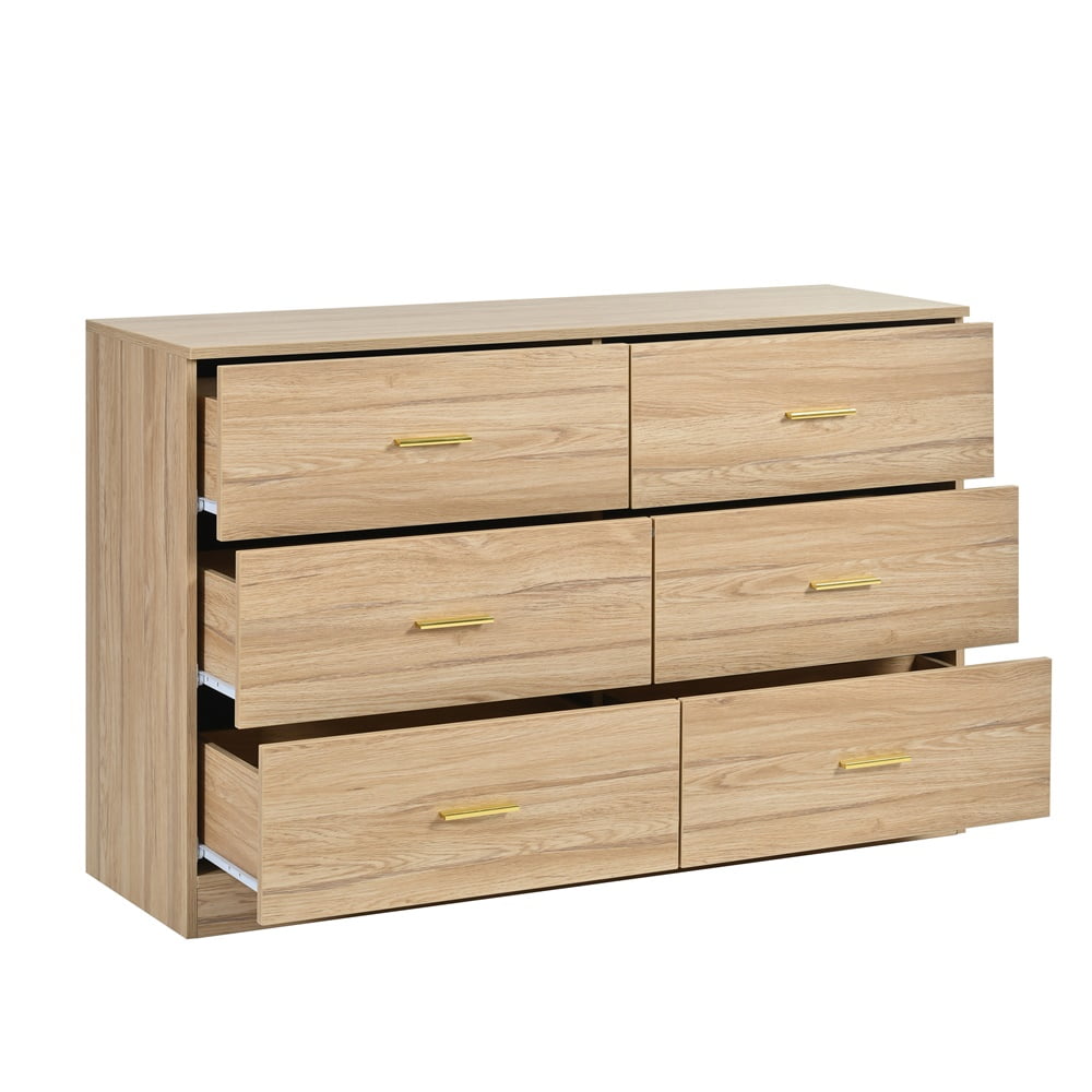 MAYEERTY Modern Natural 6-Drawer Dresser for Bedroom, Wide Chest with Ample Storage, Sturdy & Safe