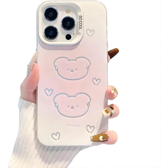 for iPhone Case,Cute Hollow Bear Gradient Pattern Slicone Soft Shockproof Phone Case (Pink,iPhone 14 Plus)