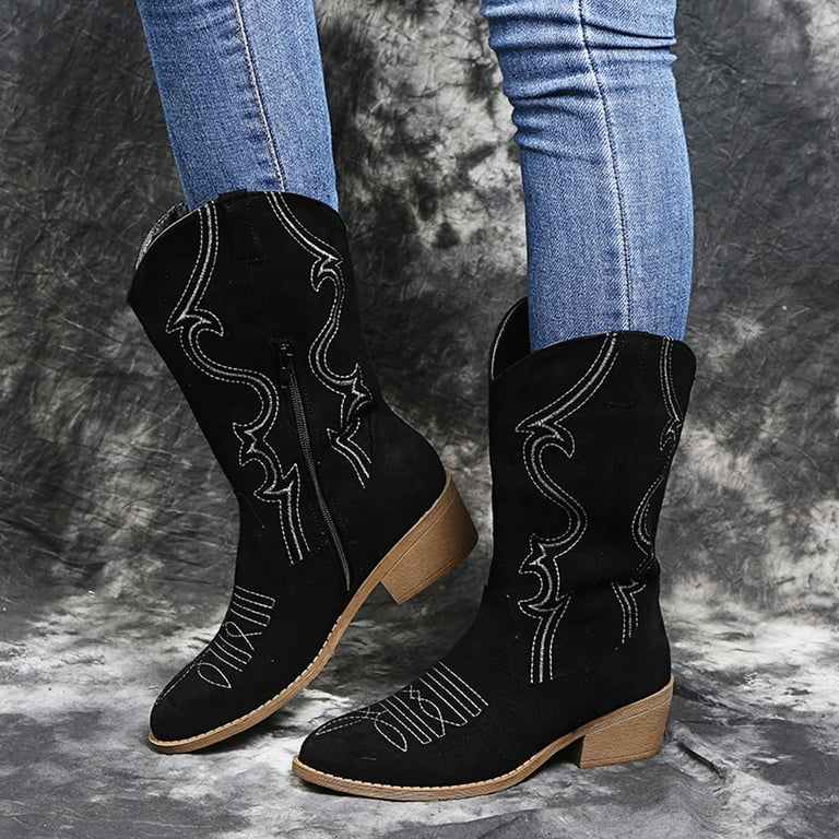 Genuine leather boots womens wide calf hot sale