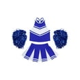 thumbnail image 3 of Aislor Kids Girls Cheer Leader Cheerleading Uniform Crop Top with Skirt Pom Poms Dancewear Blue 6, 3 of 7