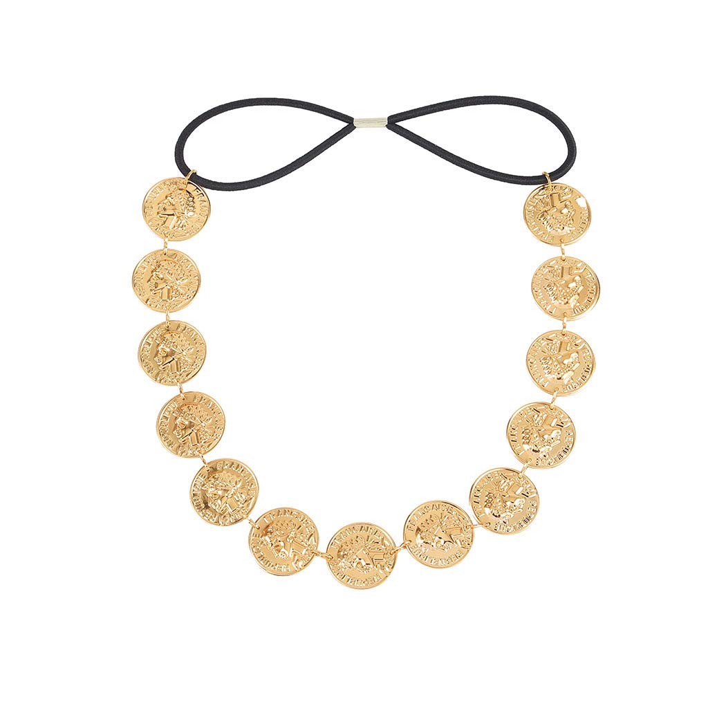 Wish Elastic Flapper Head Chain Hair Gold Coin Headband Disc Headpieces