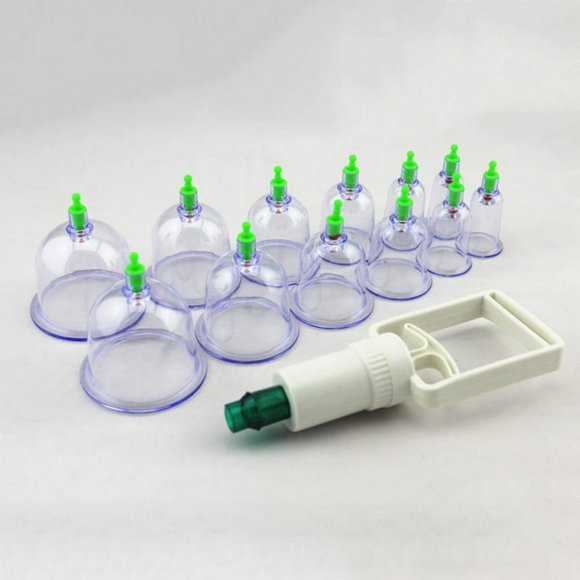 Vacuum Cupping Therapy Sets Professional Chinese Acupoint Cupping Therapy Sets Suction Cupping Set with Vacuum Magnetic Pump Cellulite Cupping Massage Kit 12-Cups