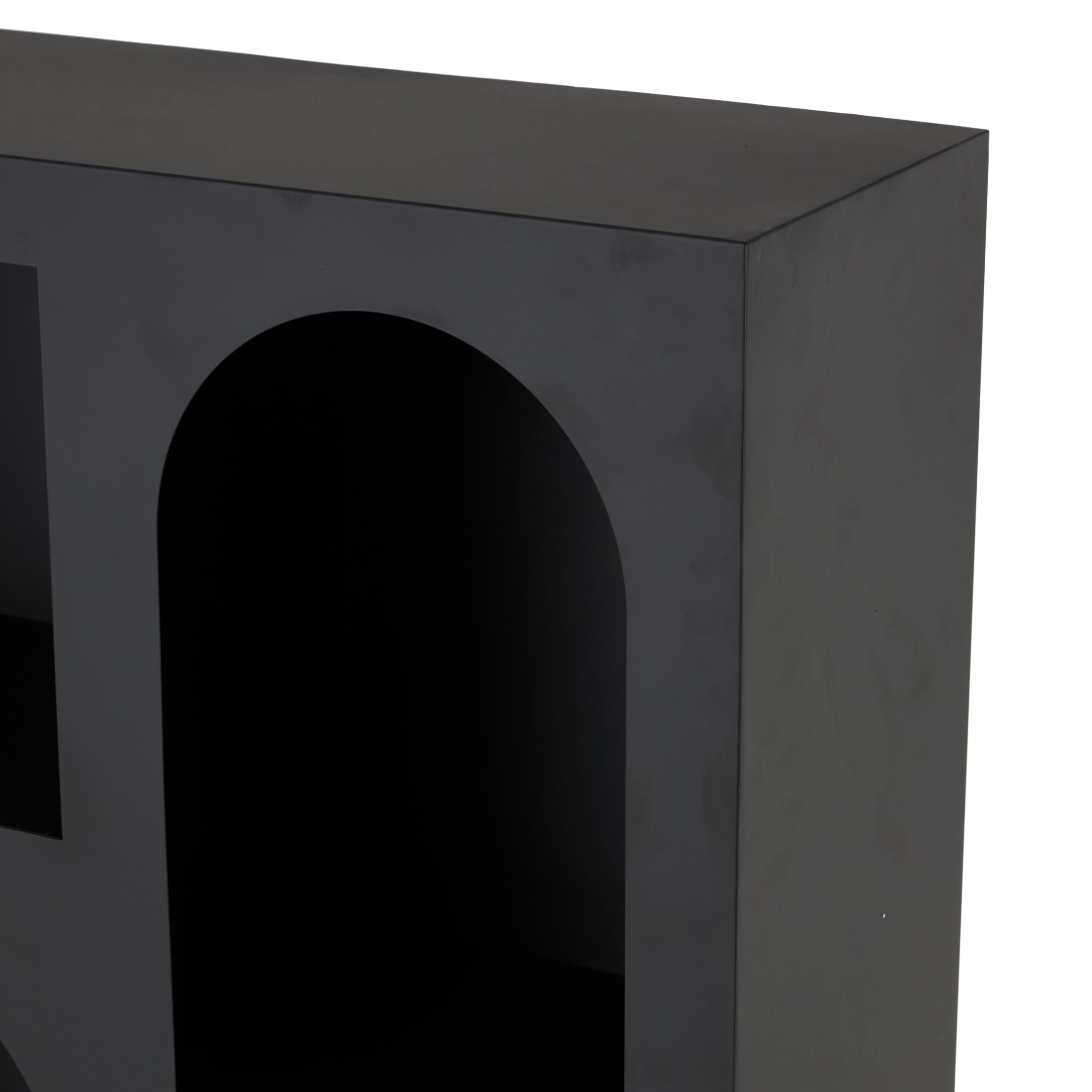 DecMode 28" x 48" Black Metal Geometric 5-Tier Shelving Unit with Arched Block Shapes, 1-Piece