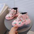 thumbnail image 2 of Viluyesy Girls Chelsea Ankle Boots Cherry Print Lace Up Elastic Casual Fashion Walking Shoes Pink Size 9 Toddler, 2 of 8