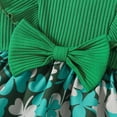 thumbnail image 6 of Douhoow Baby Girl Shamrock Romper Dress Round Neck Long Sleeve Ruffle Green Romper with Bow Headband, 6 of 8
