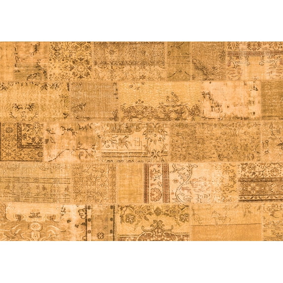 Ahgly Company Indoor Rectangle Patchwork Orange Transitional Area Rugs, 8' x 10'