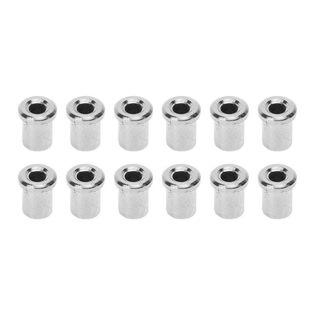 Guitar String Bushing, Glossy Finish Effective Vibration 12PCS Metal Guitar Ferrules Replacement Parts Compatibility For Musical Instruments Silver,Black,Gold