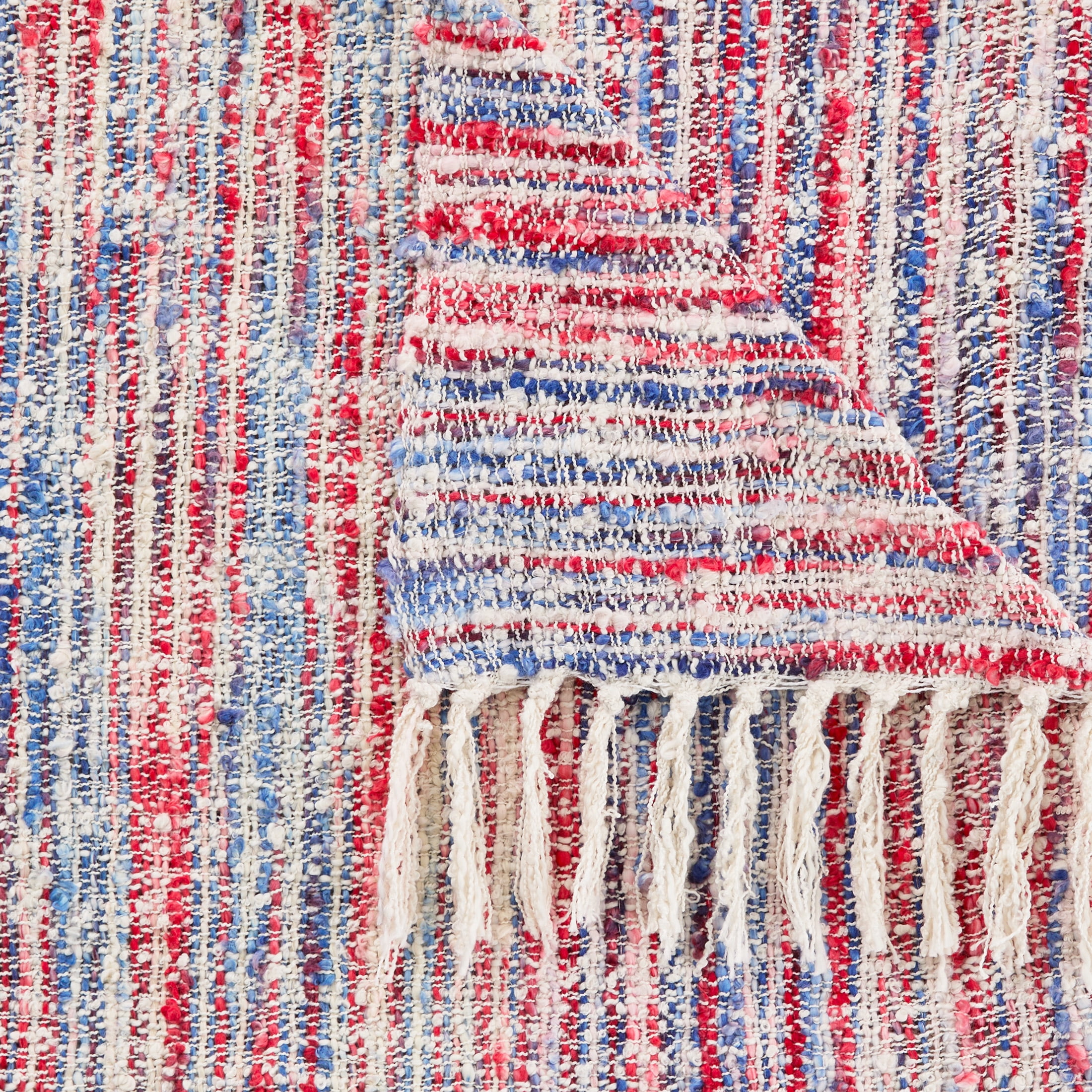 Lanwood Home Americana summer Knitted Throw Blanket, USA American Flag Oversize Throw, Abstract Stripe