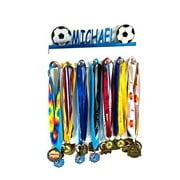 Custom Personalized Name Soccer Ball Team Player Sports Medal Holder, Awards Display Organizer Hanger Rack with Hooks for 60+ Medals, Ribbons, Sports Of A Kind Made To Order With Your Name On It.