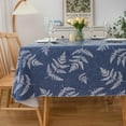thumbnail image 2 of Vinyl Tablecloth with Flannel Backed Waterproof Oil-Proof PVC Table Cloth Stain-Resistant Wipeable Easy Care Table Cover for Indoor and Outdoor (Blue Pattern 2, 60 x 84 Inch Rectangle), 2 of 6