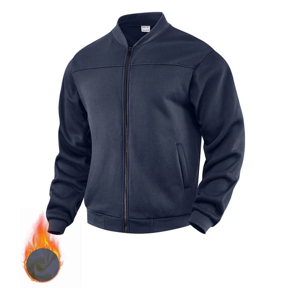 Men's Sweatshirt Full Zip Up Stand Collar No Hood Casual Jackets with Pockets Long Sleeve Mock Neck Fall Warm Coats