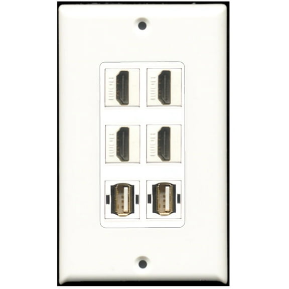 Ultra Spec Cables 4 Port HDMI 2 Port USB A-A Wall Plate DecorZ