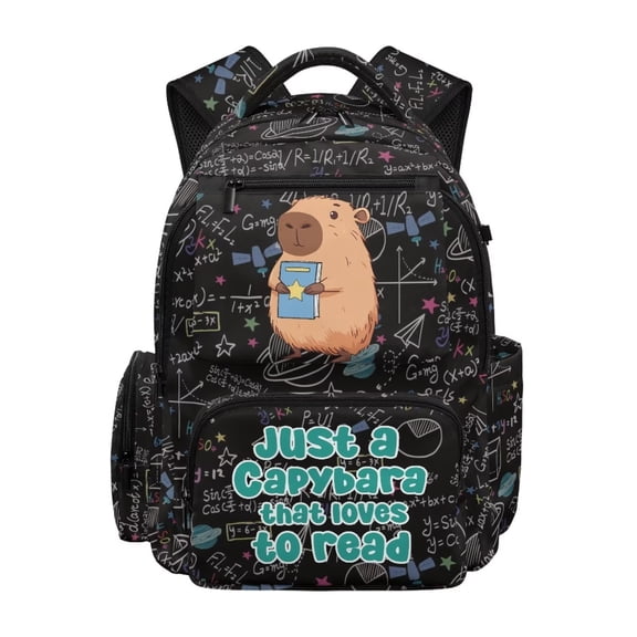 Jeiento Capybara Kids Backpack for Girls 17 Inch Lightweight School Bag with 600D Tear Resistant & Padded Tablet Sleeve Cute Bookbag for Grades 3-6 Ages 9-12